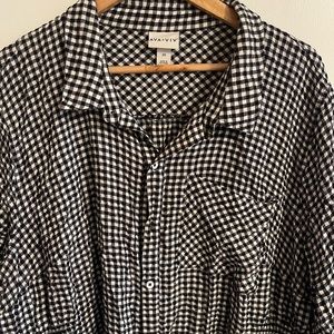 Ava & Viv Target Plus Size Checkered Plaid Button Up Dress Tie Sleeves